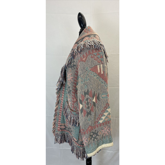 Classics Simply Country Wytheville VA Aztec Theme Vintage Coat OSFA Fringe Chrty - Picture 2 of 11